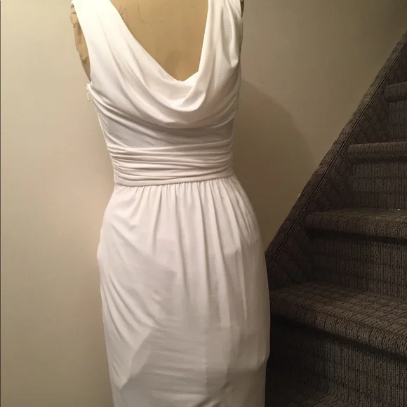 White House Black Market White Draped Sheath Dress - Picture 2 of 8